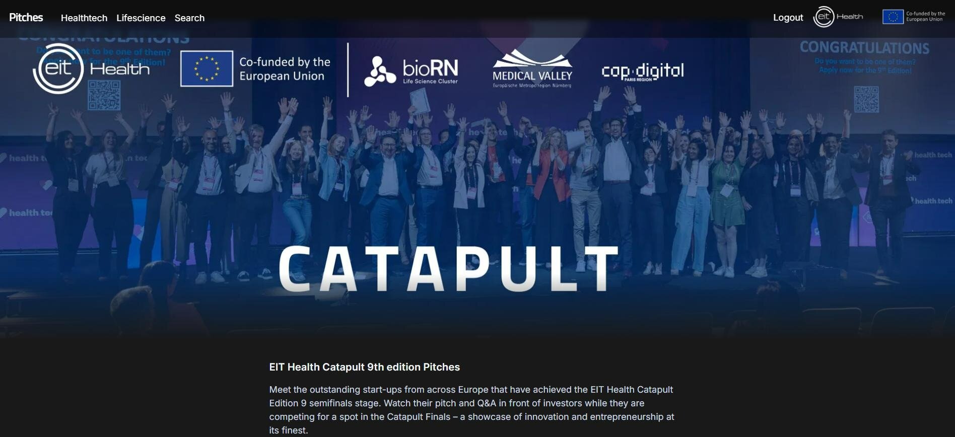 EIT Health Catapult video platform interface