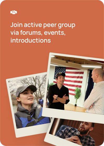 Join active peer group via forums, events, introductions