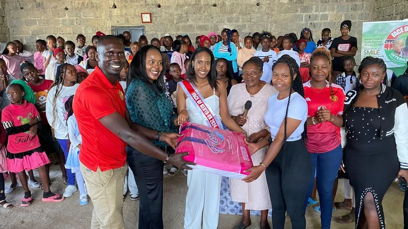 Sanitary towel distribution event with community participation and support