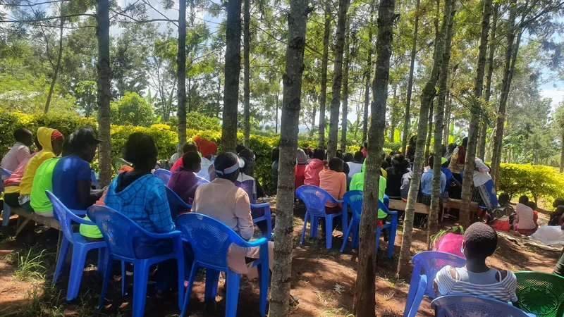 Outdoor community training session with participants engaged in learning