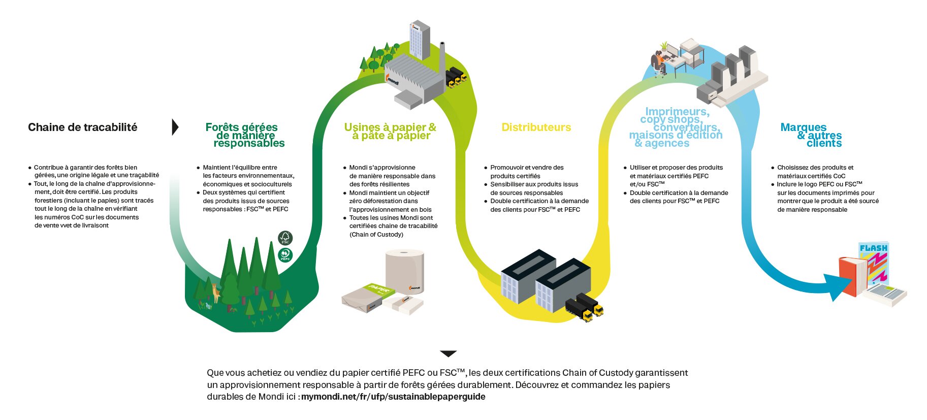 Développement durable chez Mondi : infographie de la chaîne de valeur de la gestion durable des forêts