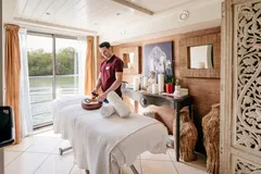 The spa on board the AmaCello showing the massage table and masseuse