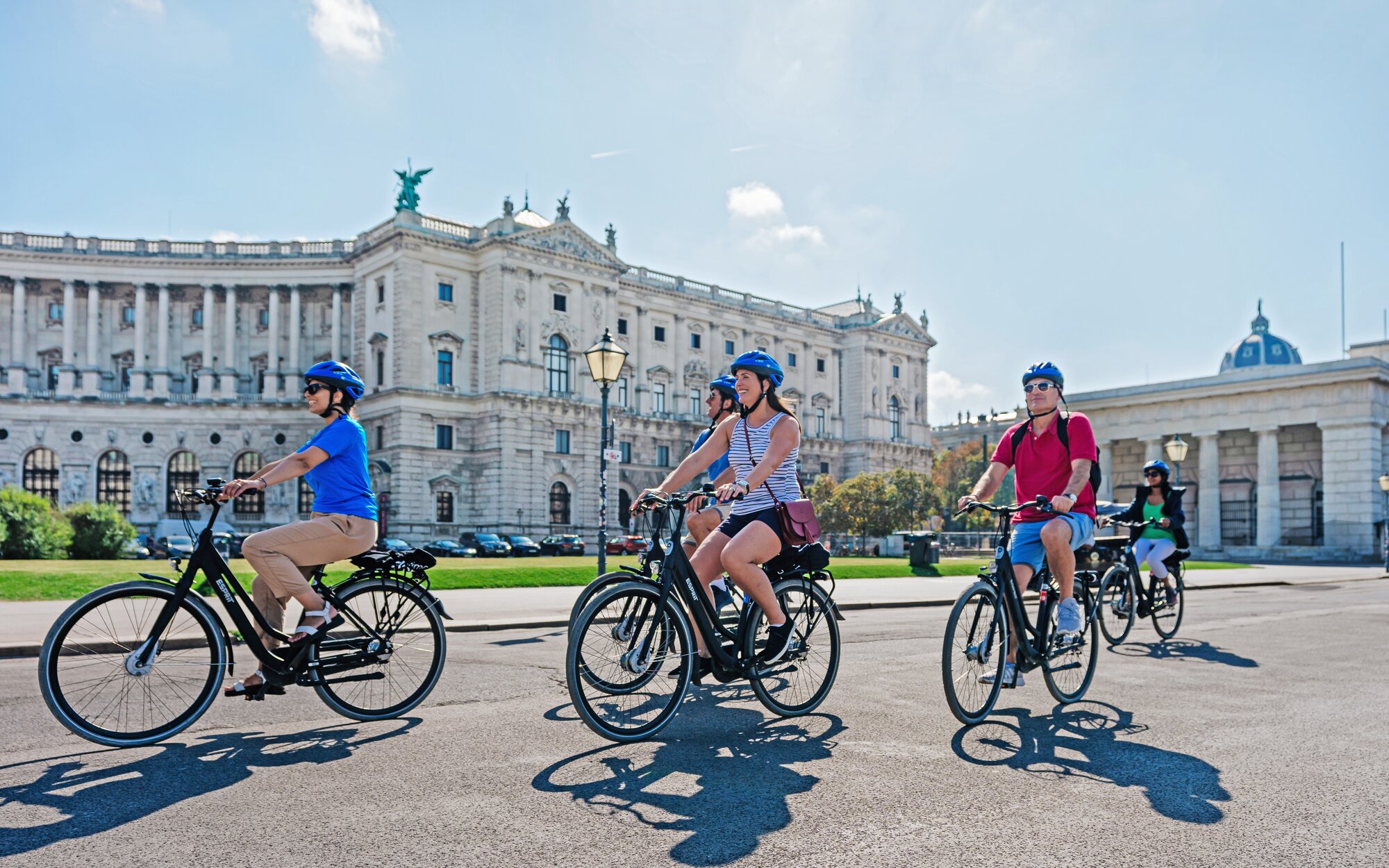 A group of guests on a biking excursion in Vienna, Austria