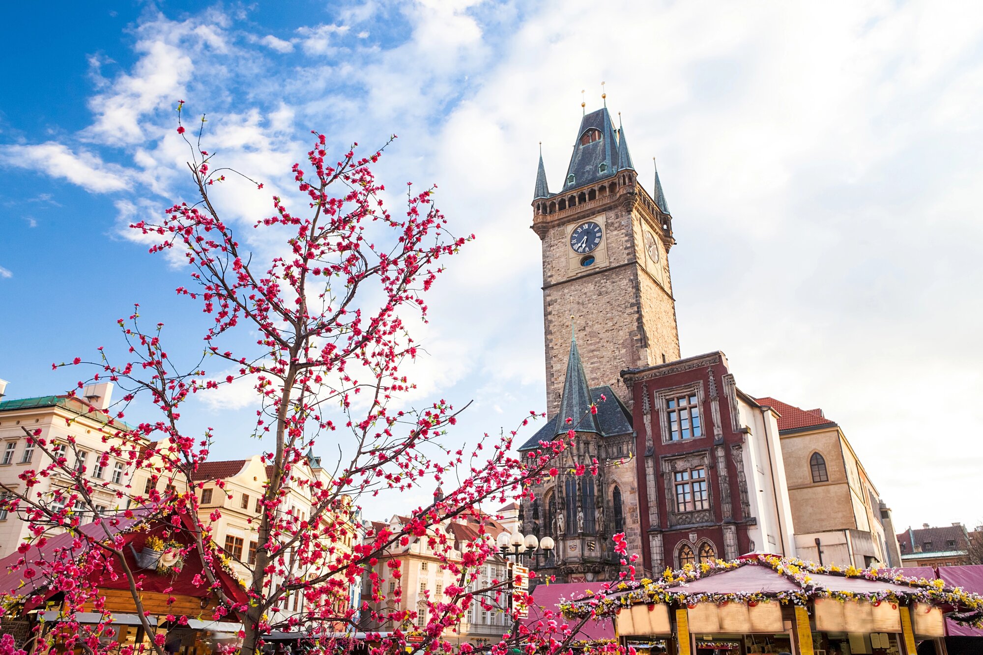 Easter market under clock tower