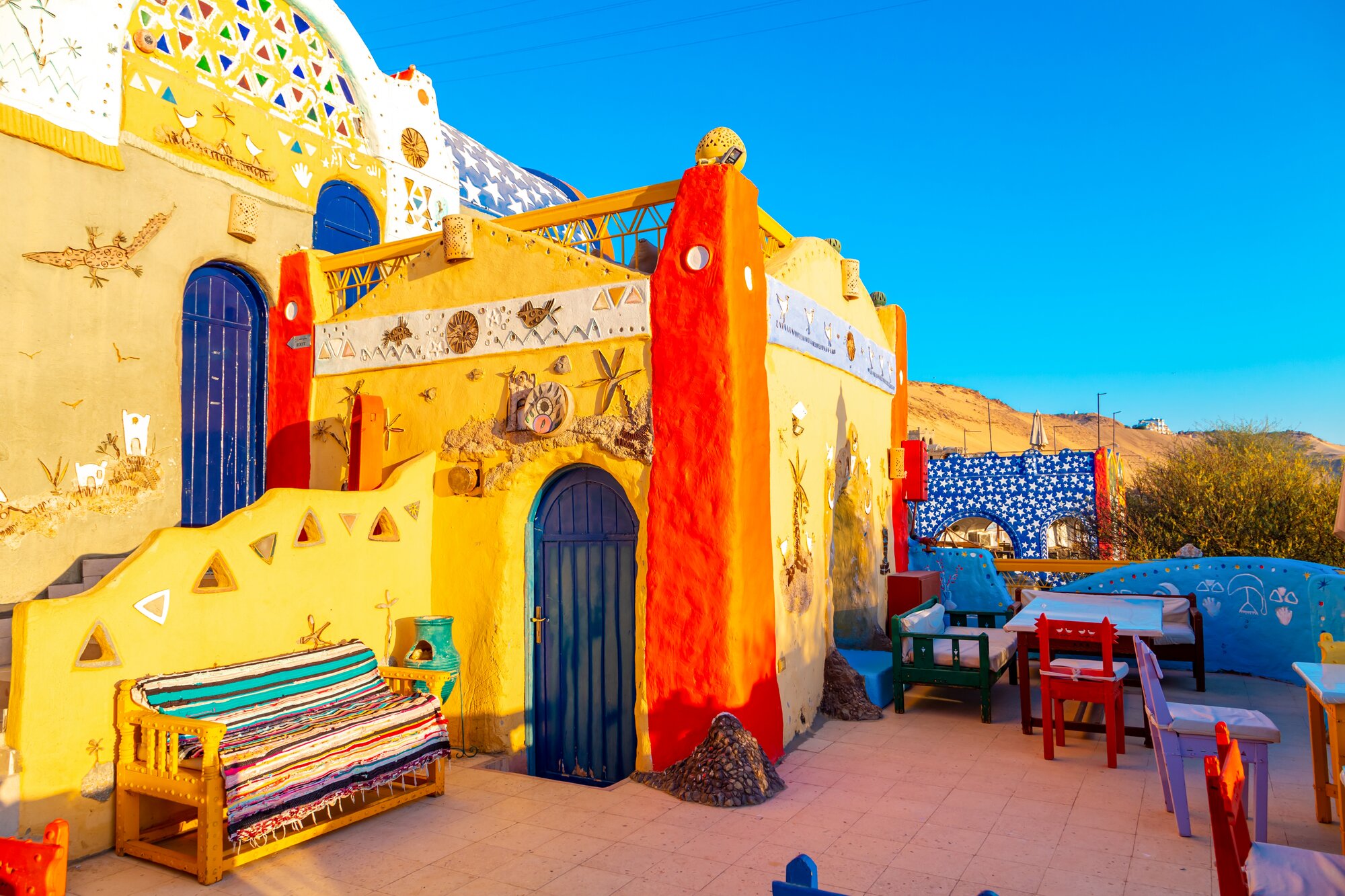 A Nubian island village showcasing its vibrant colors in Egypt