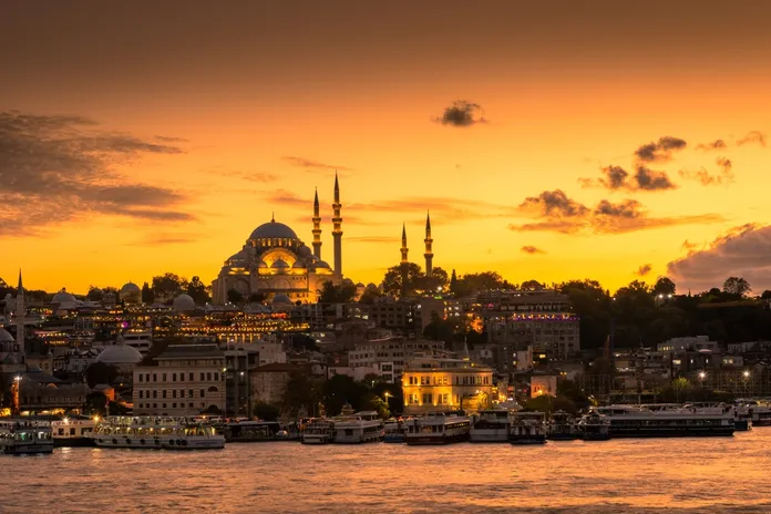 Amazing skyline of Istanbul at sunset