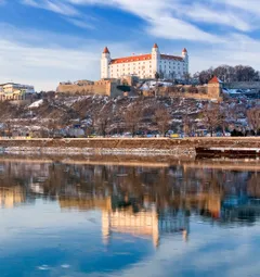 View of the Bratislava Castle during the Winter in Slovakia