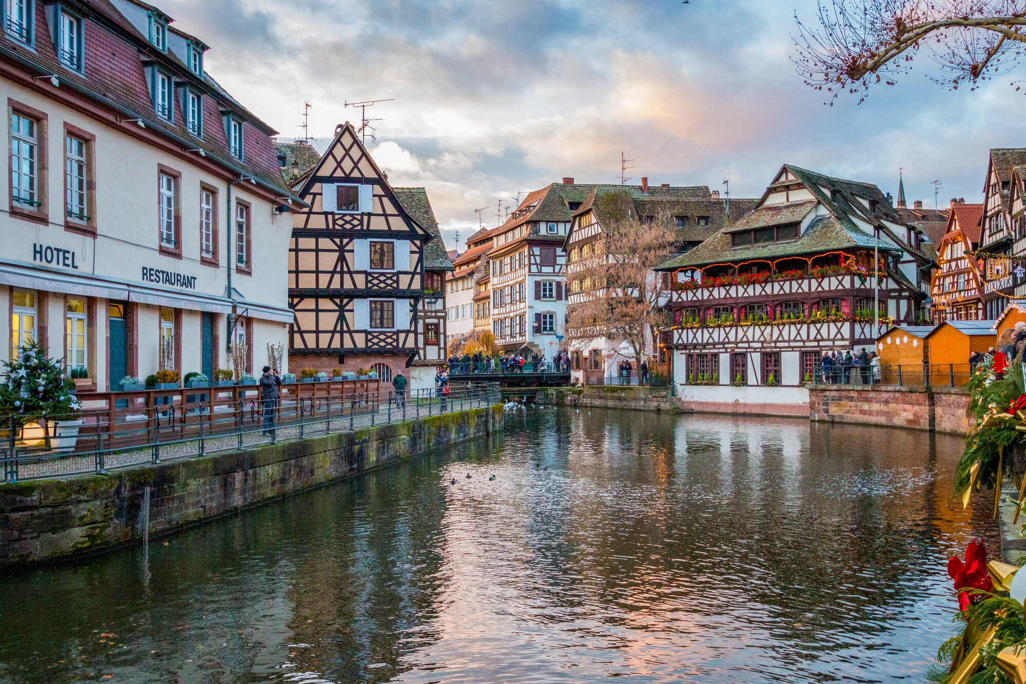 Strasbourg France waterways during winter