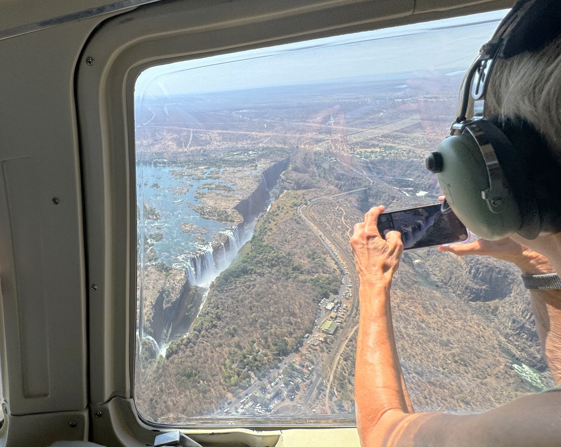 Helicopter flight over Victoria Falls, Zimbabwe