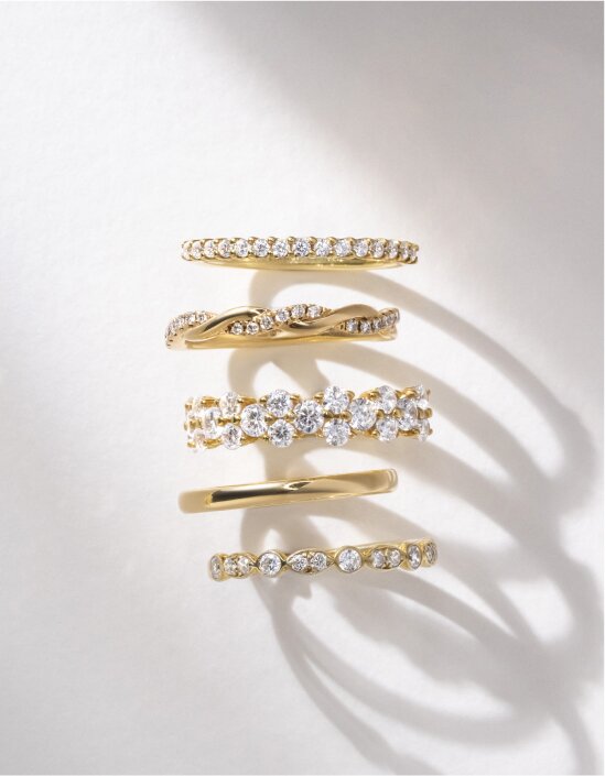 Gold diamond wedding bands in different styles