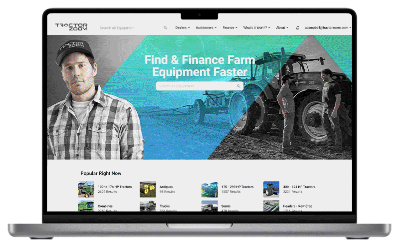 desktop view of TractorZoom.com equipment search results