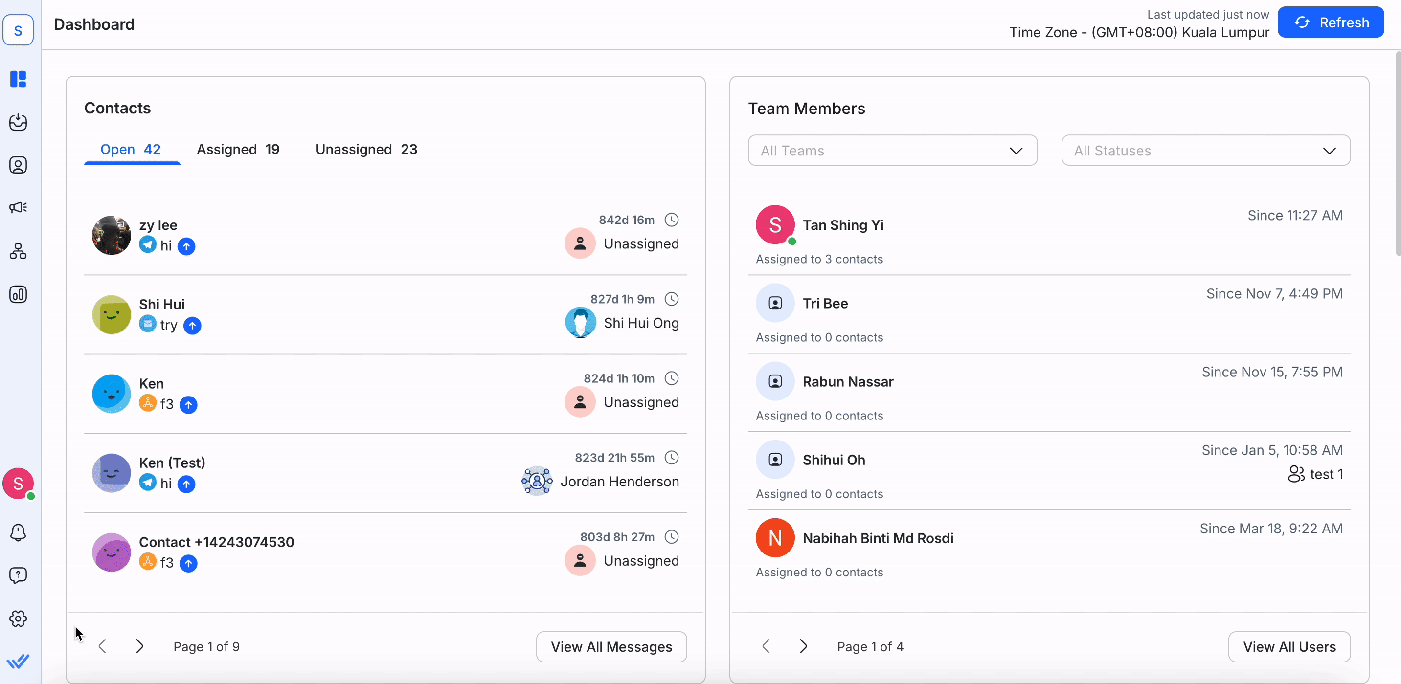 Screenshot of the respond.io Integrations page showing available connectors like HubSpot, Salesforce, Google Sheets, Make and Zapier, used to sync customer data seamlessly across CRM and workflow tools.