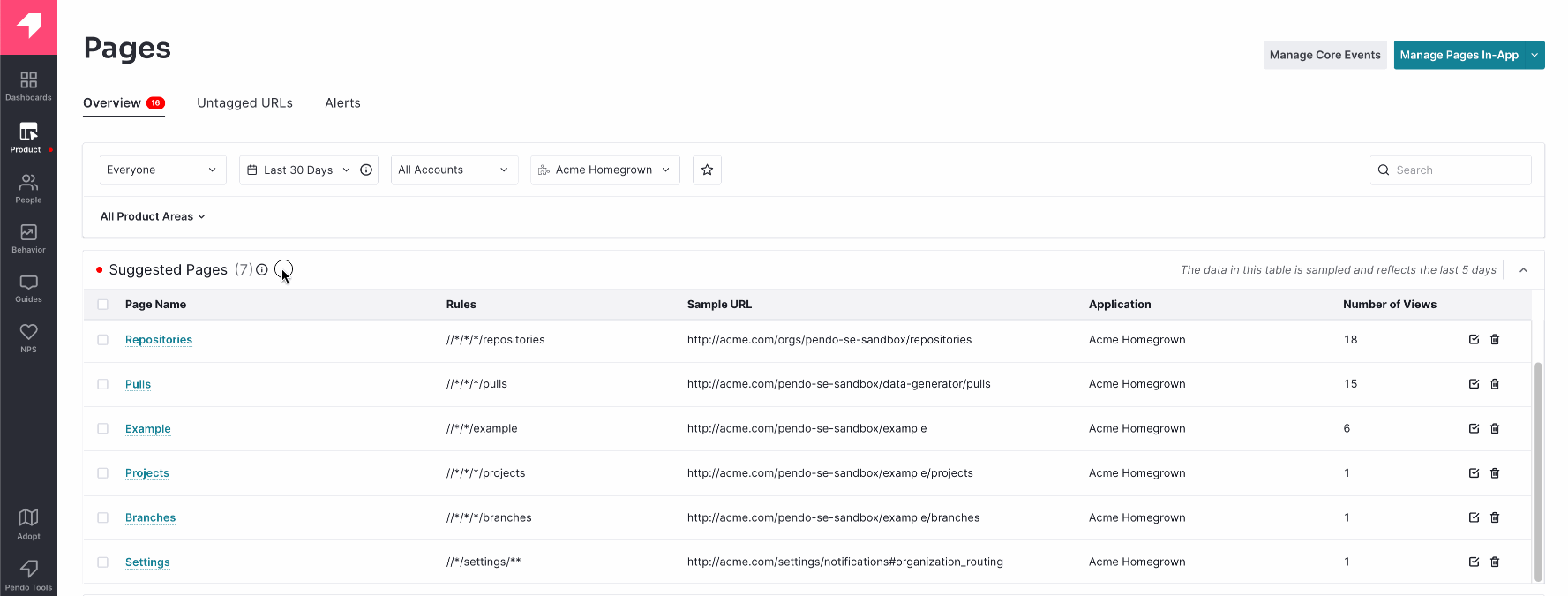 Data Explorer: Suggested Pages