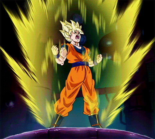 Our year in a gif -- Goku going super Saiyan.