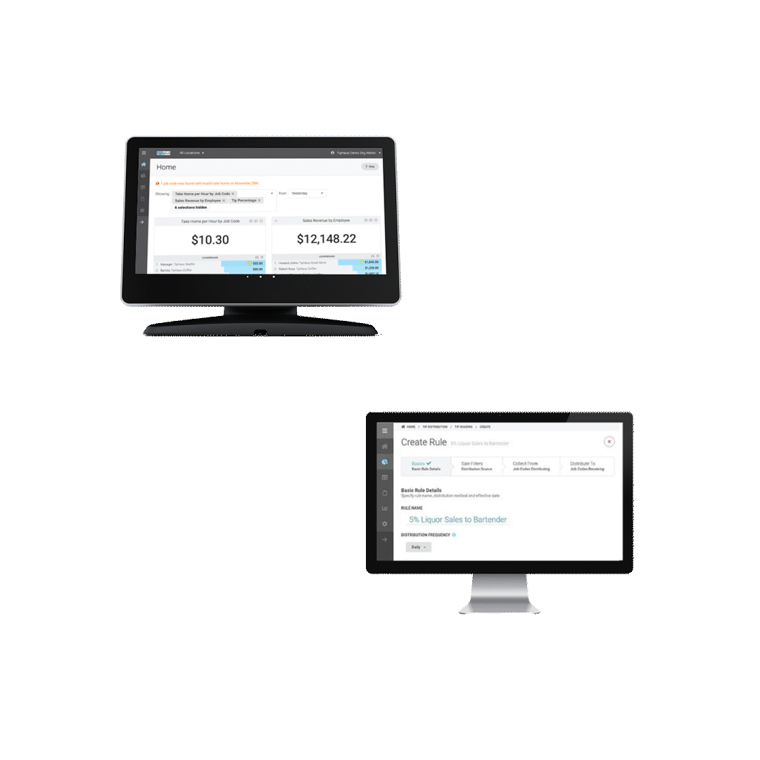 POS and the Tiphaus app shown as working together