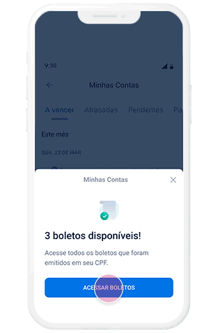 Gif demonstrando como ativar a função Minhas Contas no App da Serasa