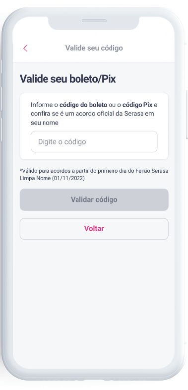 Celular com tela aberta no validador de boletos 
