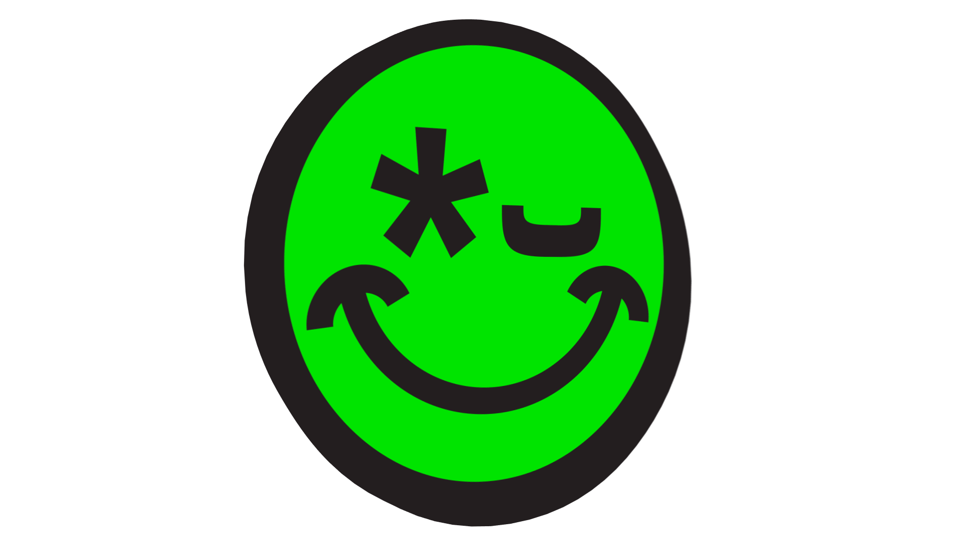 Noonshine XXXdlcious! logo with a winking smiley face in green and black.