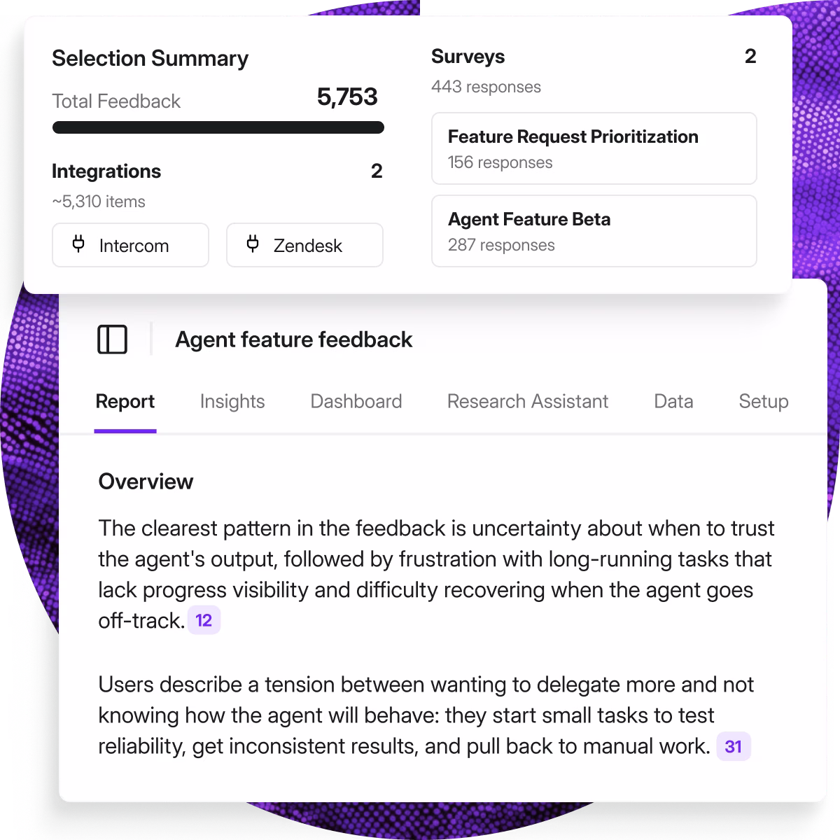 Building a research report with Survicate's AI Research Repository