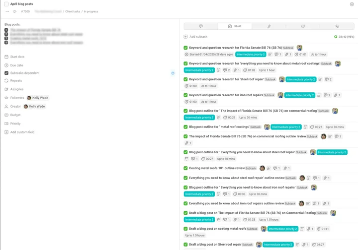 Task comments and communication
