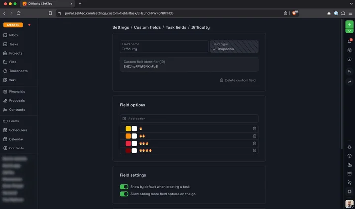 Custom fields in Plutio