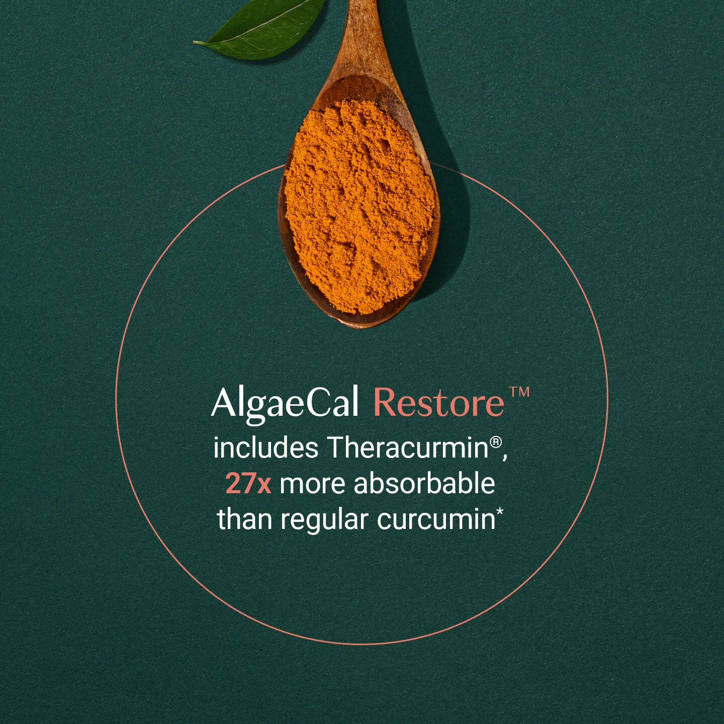 AlgaeCal Restore includes Theracurmin®, 27 times more absorbable than regular curcumin*