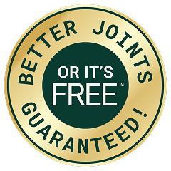 gold badge that reads: Better Joints or it's free (trademarked). guaranteed! 