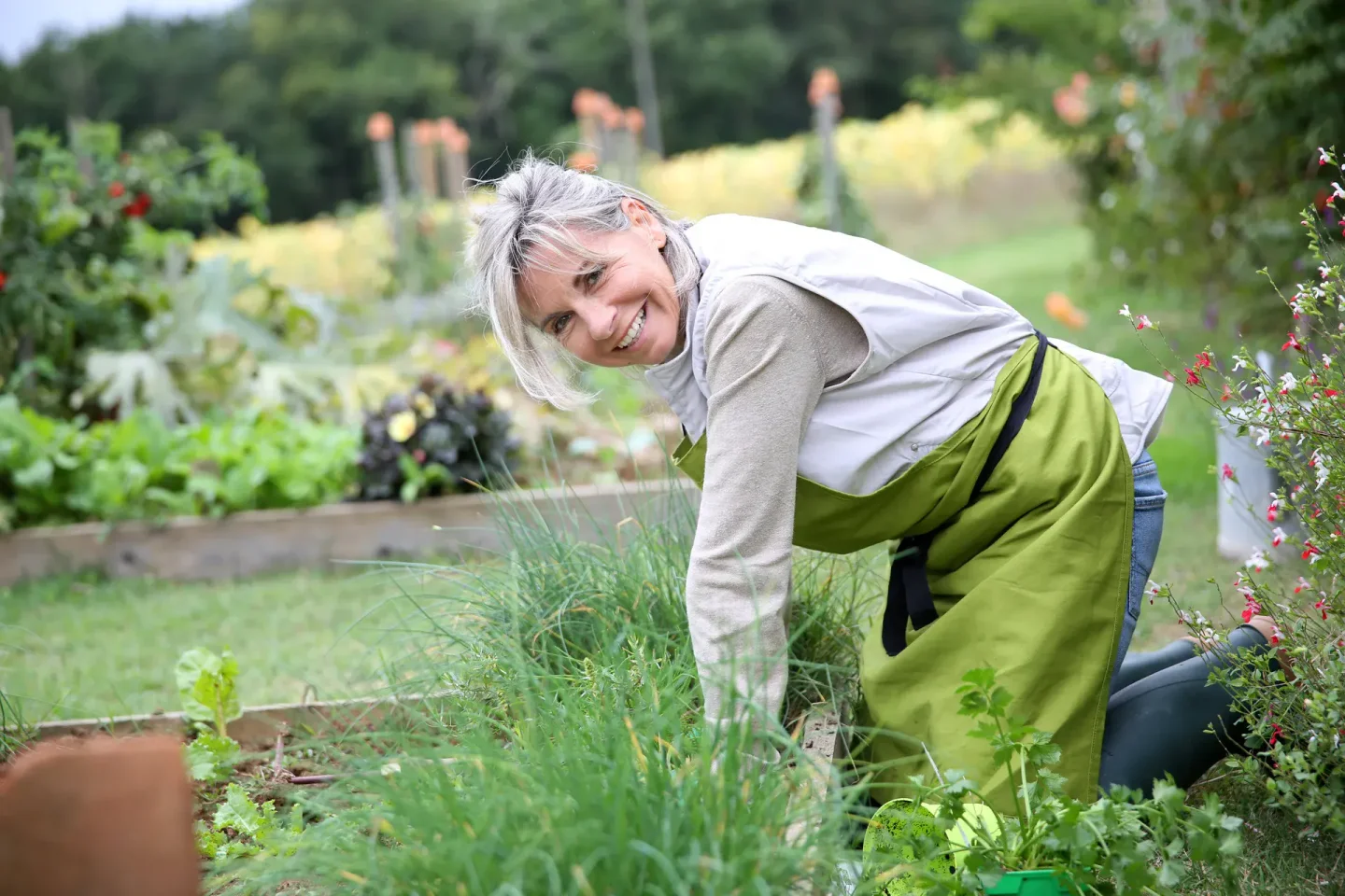 Woman gardening outside