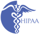 Blue HIPAA logo featuring a caduceus symbol.