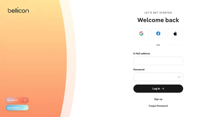 Fenêtre d’inscription bellicon+.