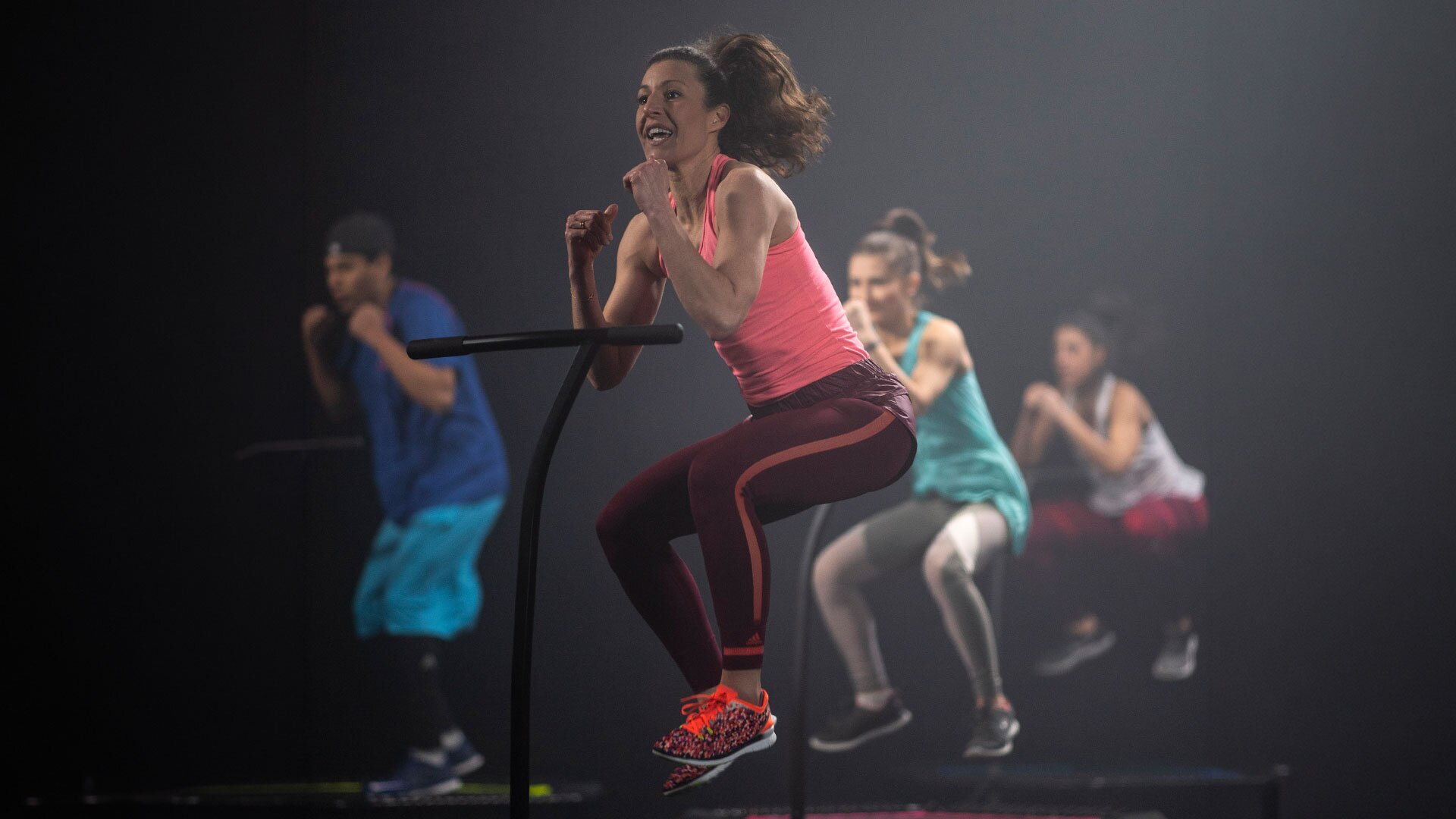 Fitnessclass on the bellicon Jumping trampoline.