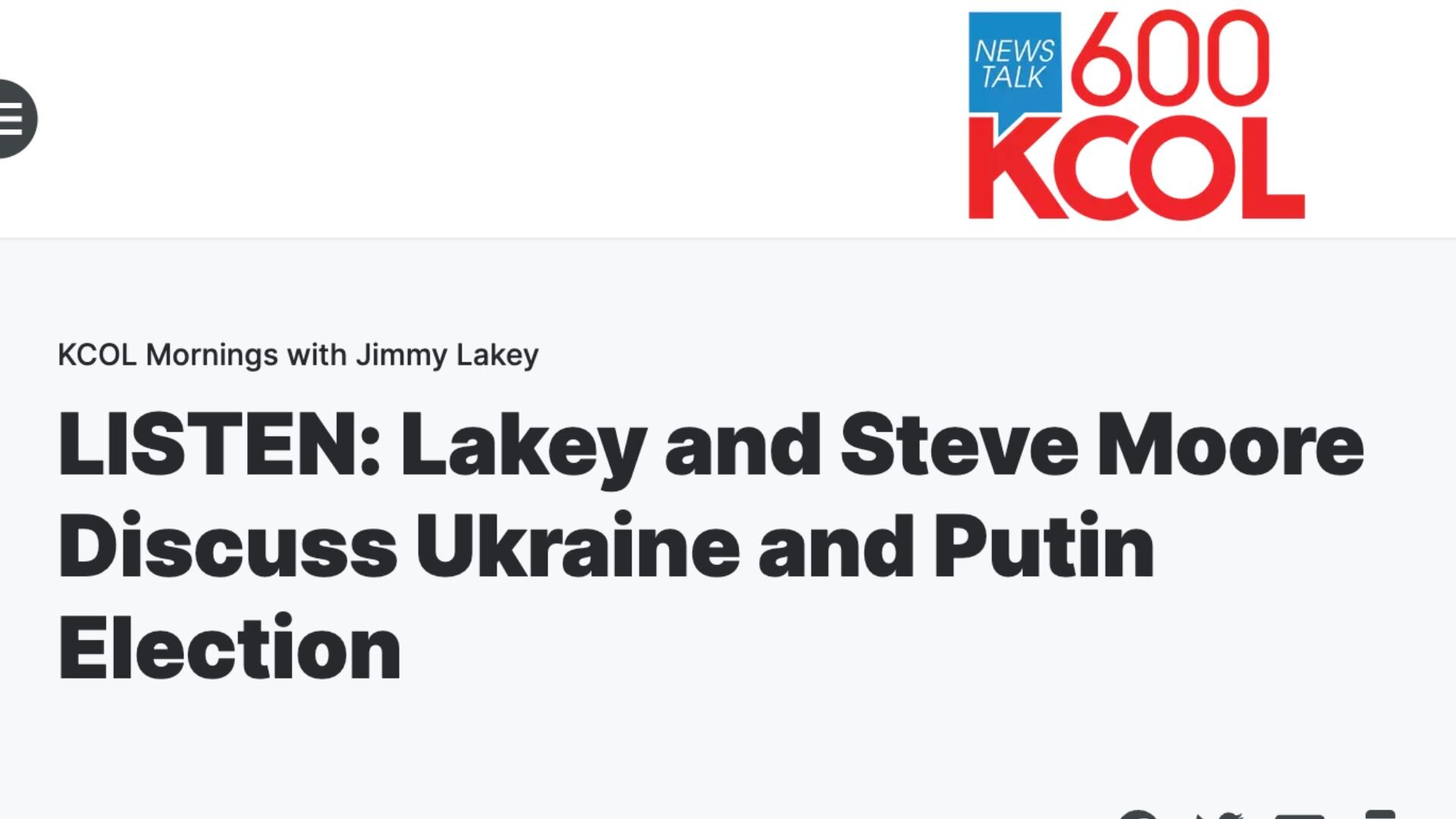 Lakey and Steven Moore Discuss Ukraine and Putin Election