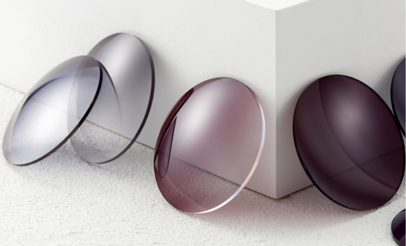 High quality optical lenses displayed on white blocks