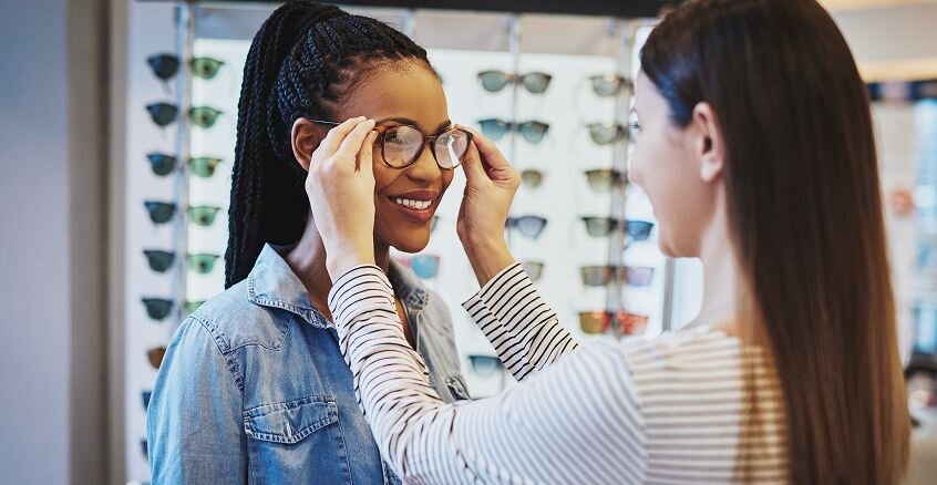 Broadbent store interior showing eyewear displays and consultation area