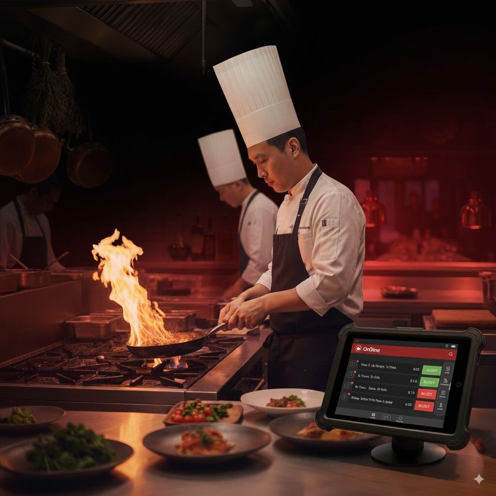 Chef cooking in a professional kitchen