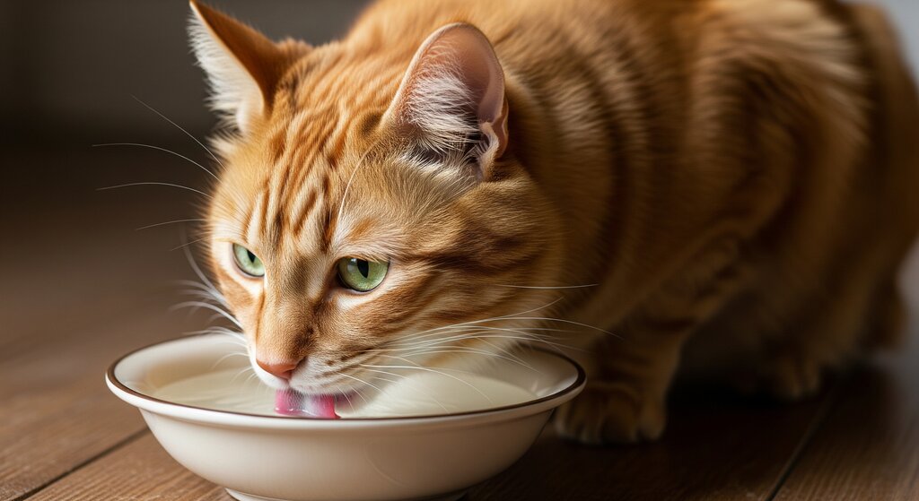 cat drinking from bowl