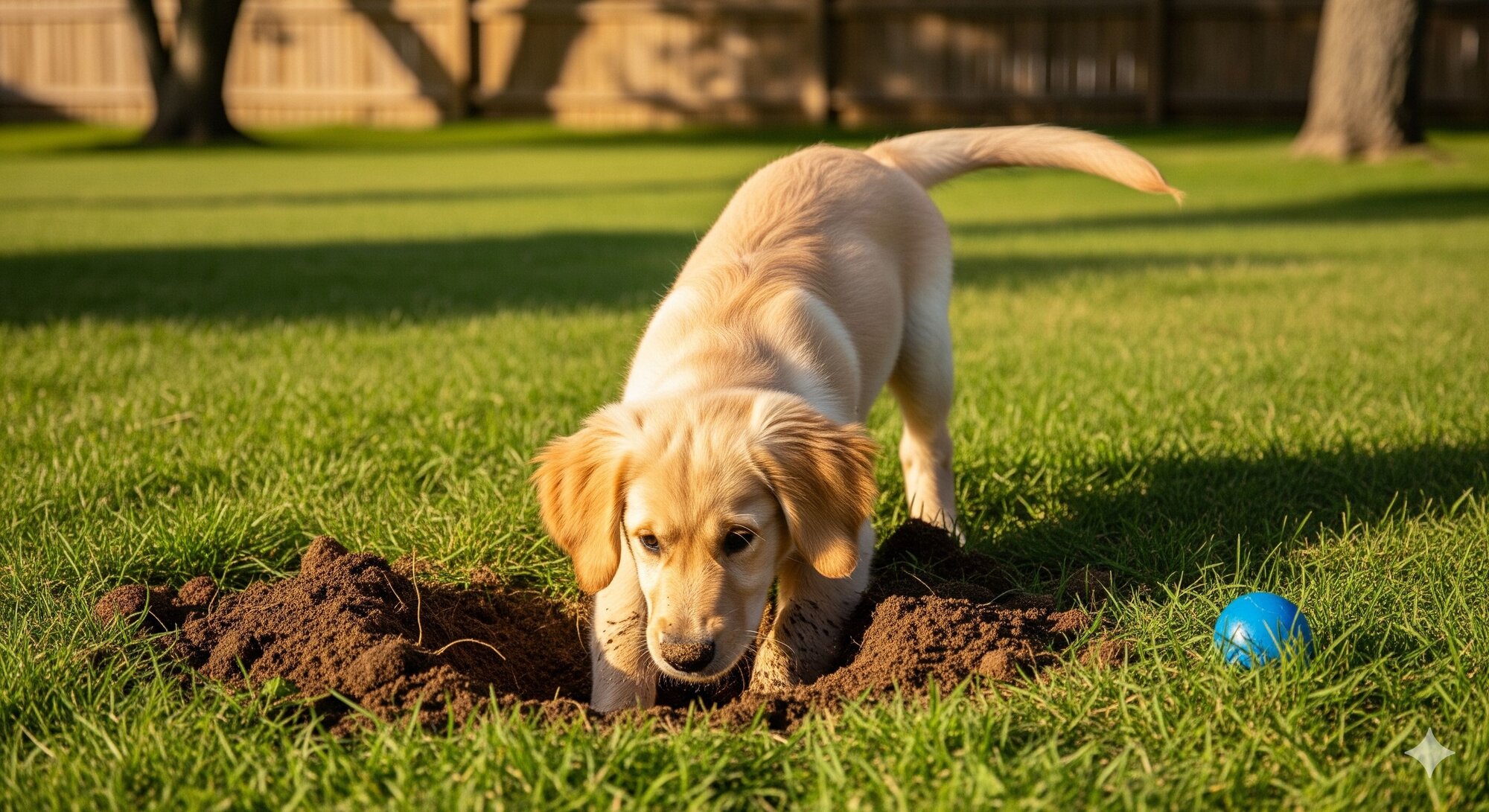 dog digging in lawn