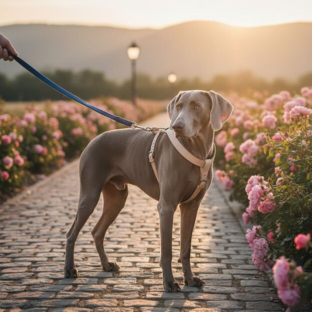 weimaraner-on-a-walk