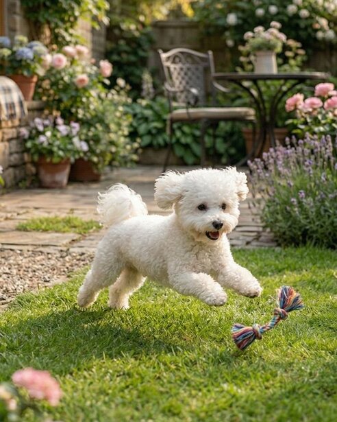 bichon-playing