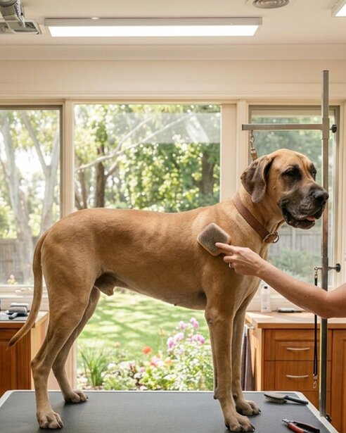 great-dane-being-groomed
