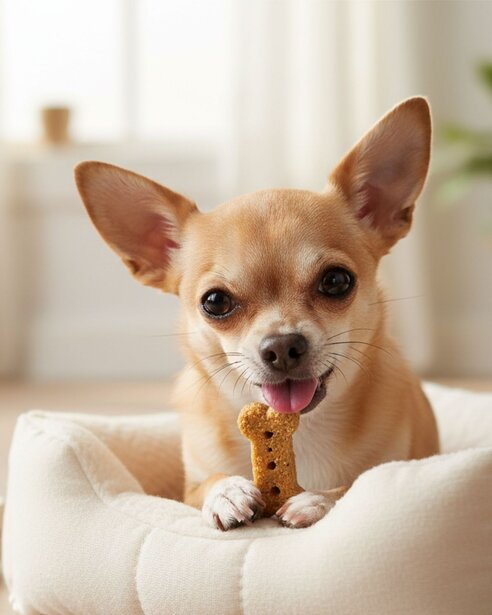 Chihuahua with a treat
