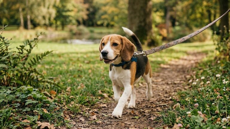 beagle-puppy-on-a-walk
