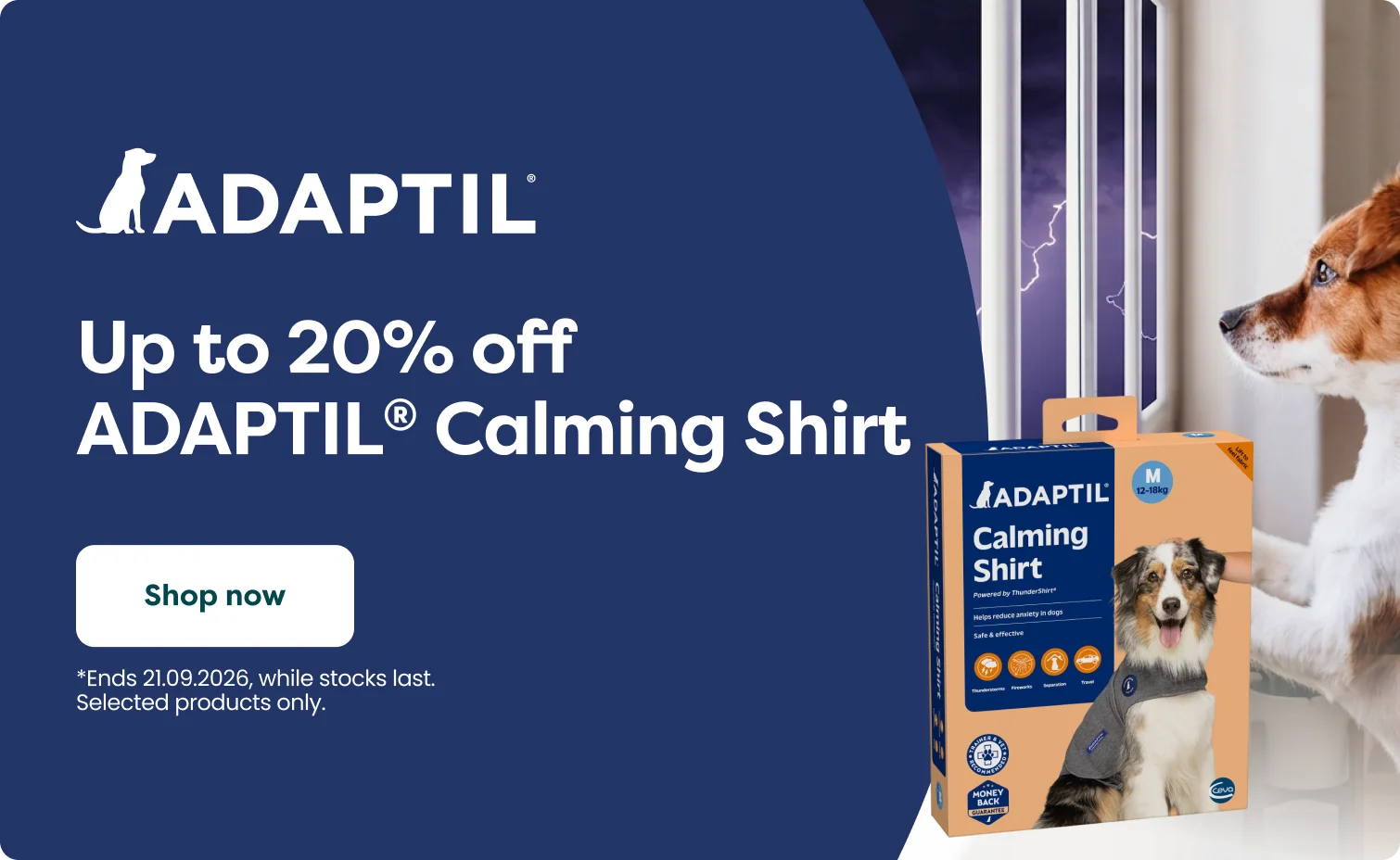 Up to 20% off adaptil calming shirt