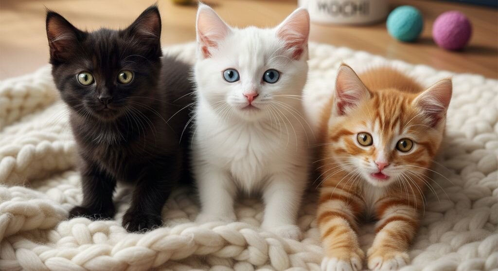 black, white and ginger kitten