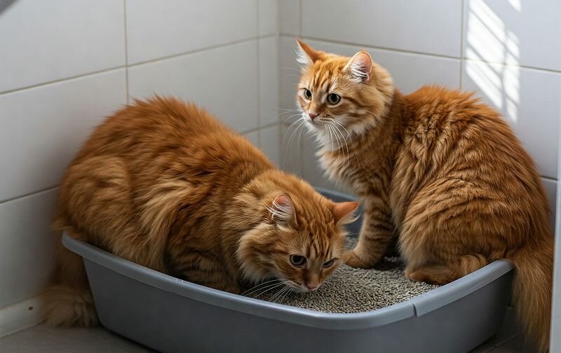 2 cats in same litter box