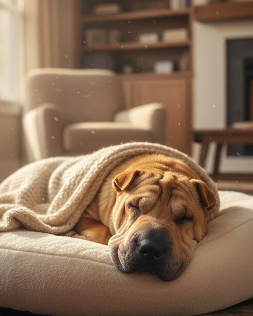 shar-pei-sleeping-indoors
