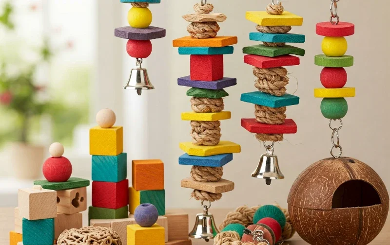 variety of bird toys