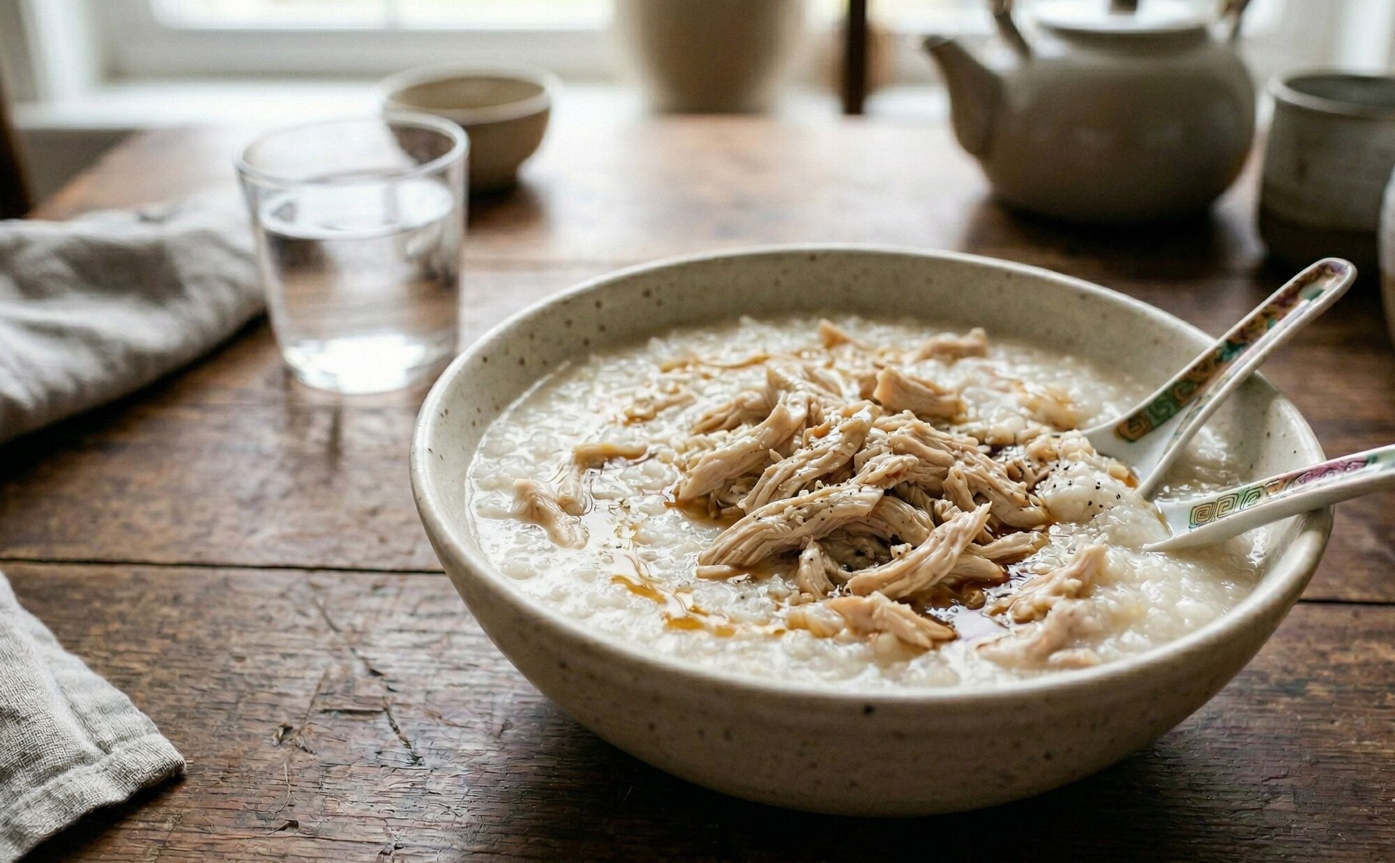 bowl of chicken congee