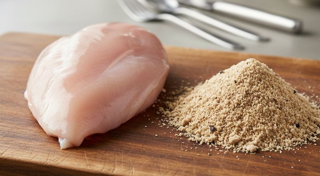 raw chicken and chicken meat meal