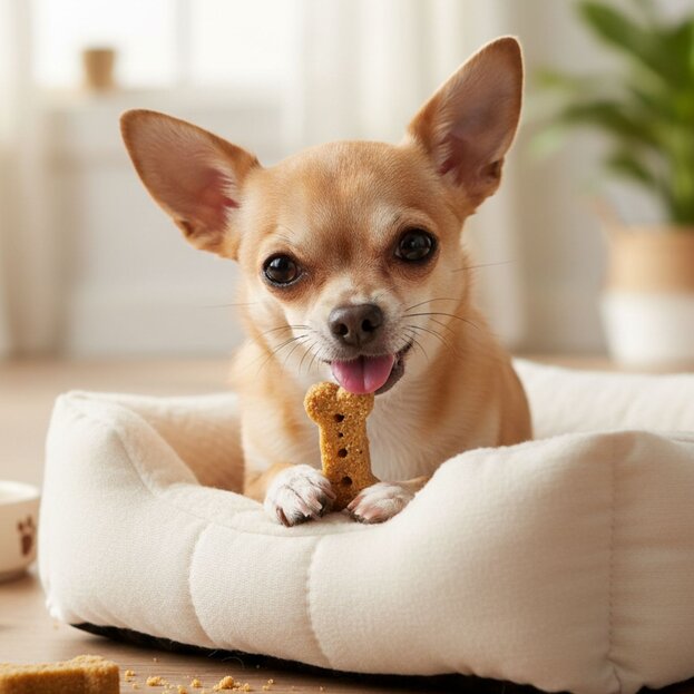 Chihuahua with a treat